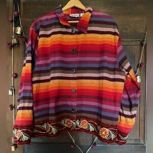 Tantrums rainbow boho hippy vintage jacket -xl